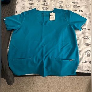 Figs Casma Teal Three-Pocket Scrub Top